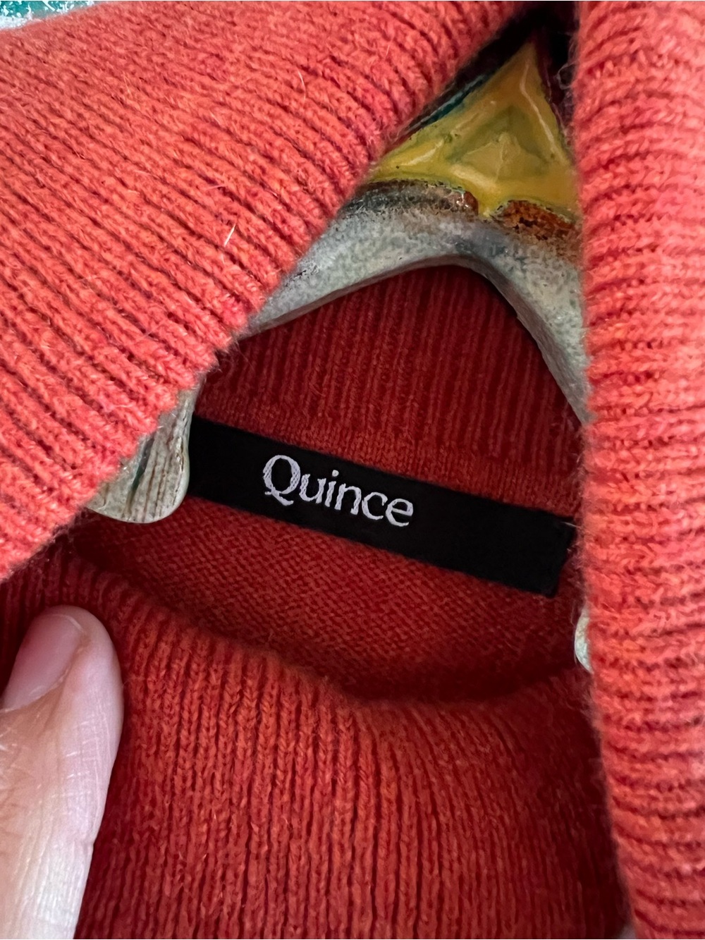 Quince Cashmere Fisherman burnt orange Turtleneck Sweater Sz L - Picture 3 of 7